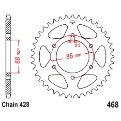 Corona 46 Denti Passo 428 Kawasaki Nera