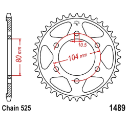 Corona 42 Denti Passo 525 Kawasaki Argento