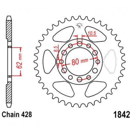 Corona 50 Denti Passo 428 Yamaha Nera