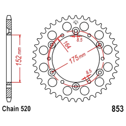 Corona 44 Denti Passo 520 Yamaha Argento