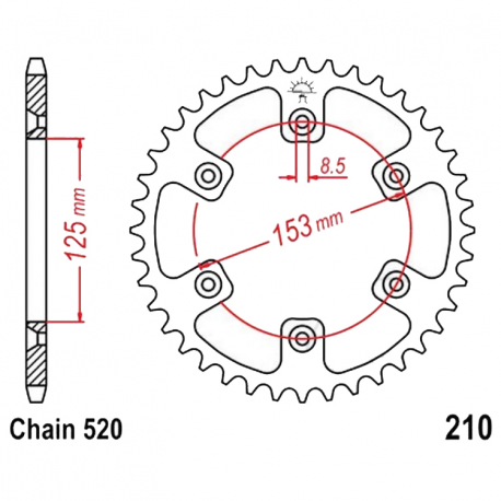 Corona 43 Denti Passo 520 HM - Honda Nera