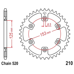 Corona 49 Denti Passo 520 HM - Honda Nera
