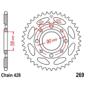 Corona 46 Denti Passo 428 Honda Nera