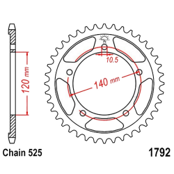 Corona 42 Denti Passo 525 Suzuki - Kawasaki Argento