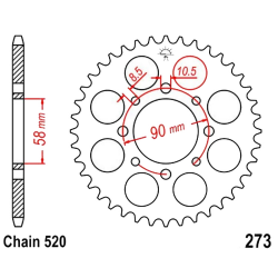 Corona 44 Denti Passo 520 Honda - KTM Nera