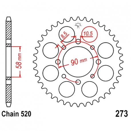 Corona 44 Denti Passo 520 Honda - KTM Nera