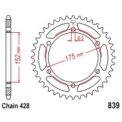 Corona 53 Denti Passo 428 Yamaha Nera