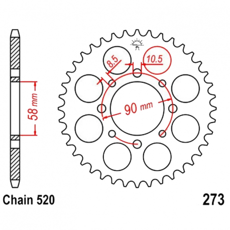 Corona 42 Denti Passo 520 Honda - KTM Nera
