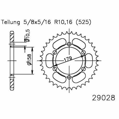 Corona 45 Denti Passo 525 Aprilia Nera