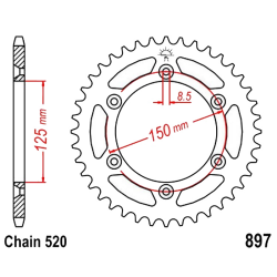 Corona 47 Denti Passo 520 Ktm Nera