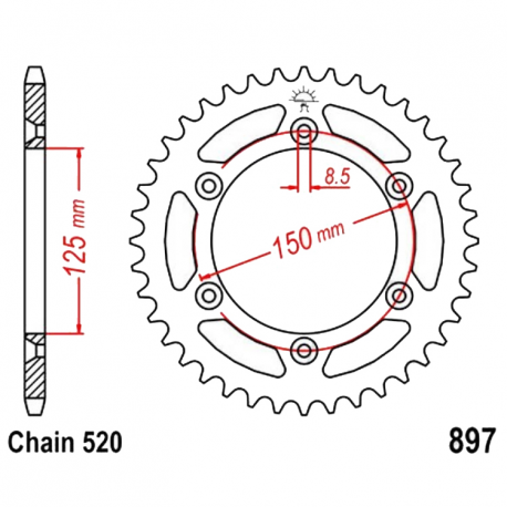 Corona 47 Denti Passo 520 Ktm Nera