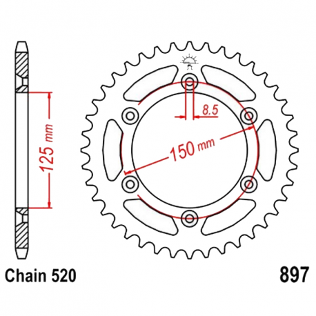 Corona 49 Denti Passo 520 Husqvarna Nera