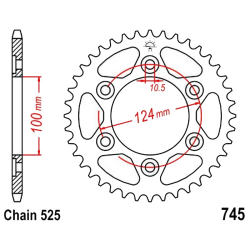 Corona 37 Denti Passo 525 Ducati Argento