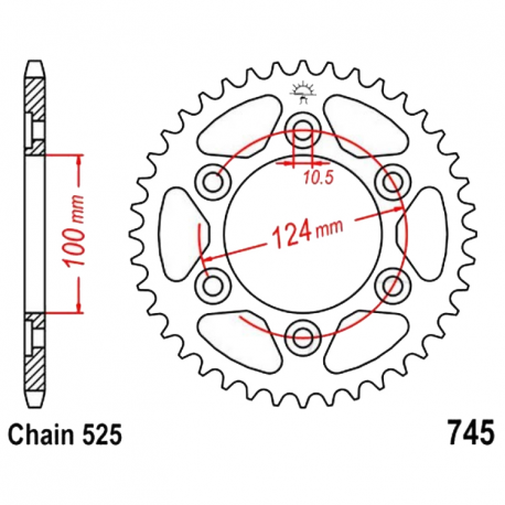 Corona 38 Denti Passo 525 Ducati Argento