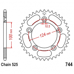 Corona 36 Denti Passo 525 Ducati Argento