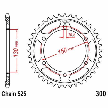 Corona 42 Denti Passo 525 Honda - Yamaha Argento