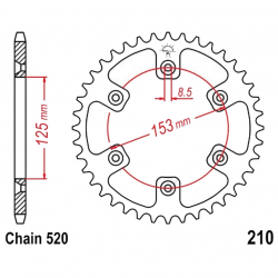 Corona 53 Denti Passo 520 Honda - HM Nera