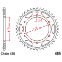 Corona 48 Denti Passo 428 Gilera Argento