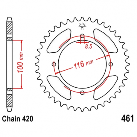 Corona 49 Denti Passo 420 Kawasaki Argento