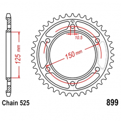 Corona 42 Denti Passo 525 KTM Argento