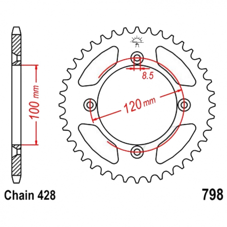 Corona 48 Denti Passo 428 Suzuki - Yamaha Argento