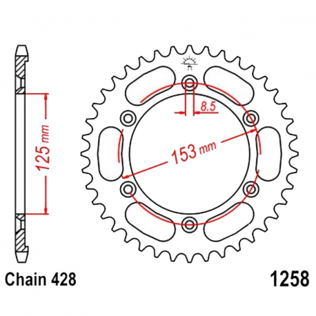 Corona 45 Denti Passo 428 Honda Nera