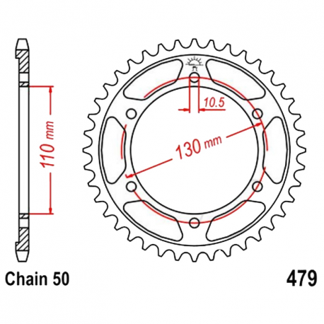 Corona 46 Denti Passo 530 Kawasaki Argento