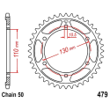 Corona 46 Denti Passo 530 Kawasaki Argento