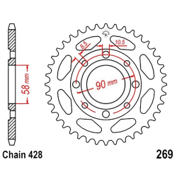 Corona 49 Denti Passo 428 Honda Nera