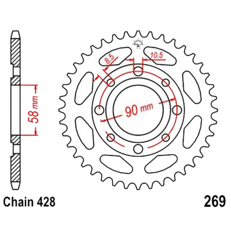 Corona 49 Denti Passo 428 Honda Nera