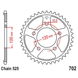 Corona 40 Denti Passo 525 Aprilia Argento