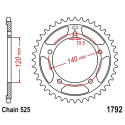 Corona 44 Denti Passo 525 Kawasaki Argento