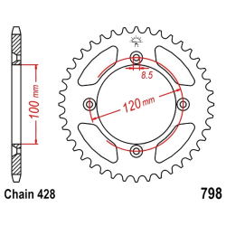 Corona 47 Denti Passo 428 Suzuki - Yamaha Argento