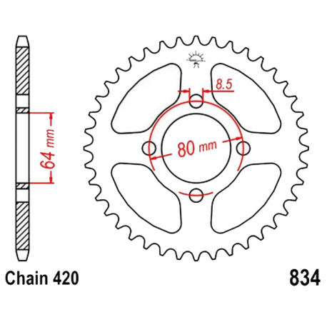 Corona 35 Denti Passo 420 Yamaha Argento