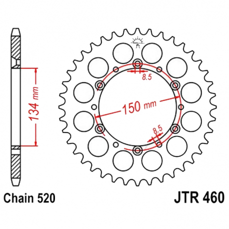 Corona 50 Denti Passo 520 Kawasaki Suzuki - Nera 