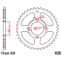 Corona 45 Denti Passo 428 Yamaha - Sym Argento