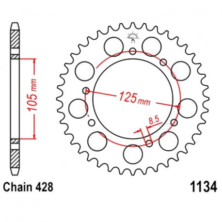 Corona 50 Denti Passo 428 Yamaha Nera