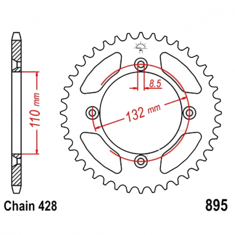 Corona 49 Denti Passo 428 KTM - Husqvarna Nera