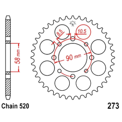 Corona 39 Denti Passo 520 KTM - Honda Nera