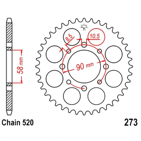 Corona 39 Denti Passo 520 KTM - Honda Nera