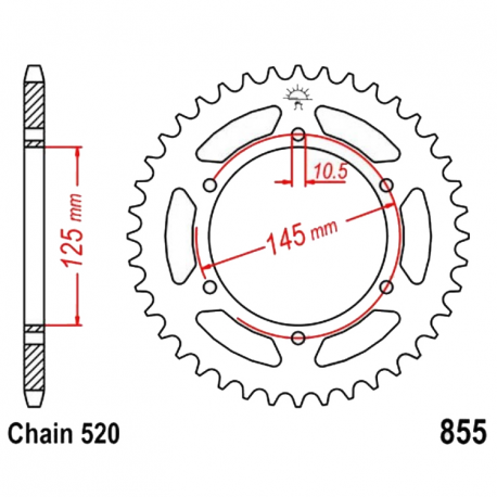 Corona 47 Denti Passo 520 Yamaha Nera