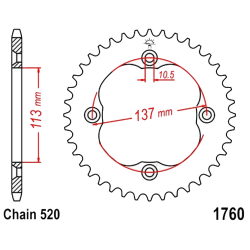 Corona 36 Denti Passo 520 Suzuki Nera