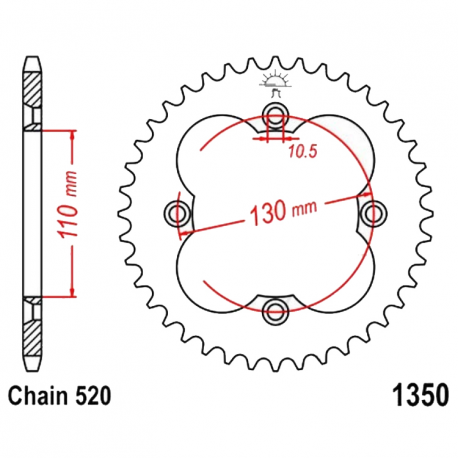  Corona 39 Denti Passo 520 Honda Nera