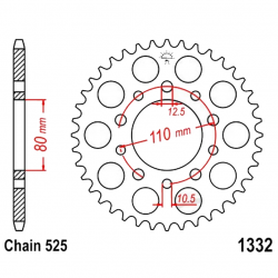 Corona 42 Denti Passo 525 Honda Argento