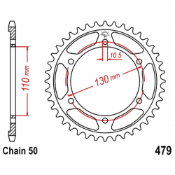 Corona 42 Denti Passo 530 Argento