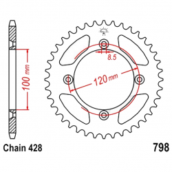 Corona 52 Denti Passo 428 Suzuki - Yamaha Argento
