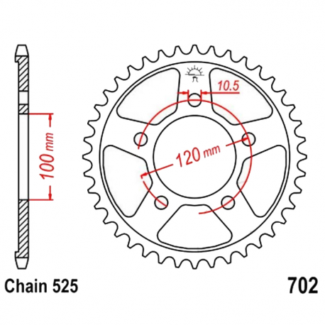 Corona 44 Denti Passo 525 Aprilia Argento