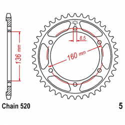 Corona 46 Denti Passo 520 Aprilia Nera
