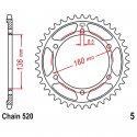 Corona 46 Denti Passo 520 Aprilia Nera