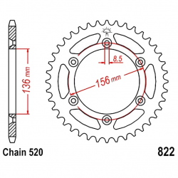 Corona 42 Denti Passo 520 SWM Nera